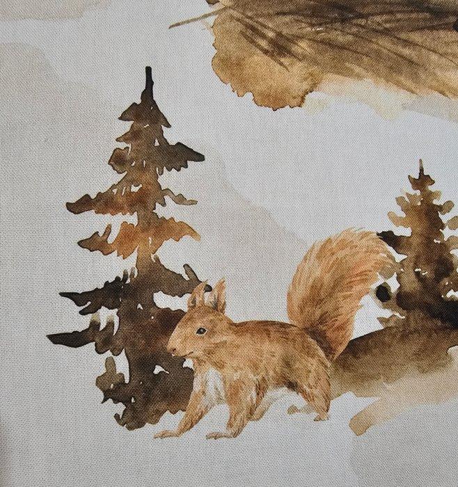 Linnen Montagne Paradijs met bosdieren - Natuurlijk, Antiek en Kunst, Antiek | Tapijten, Tafelkleden en Textiel