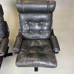 Fauteuil (2) - Leder, Metaal - Mid-Century Modern