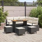 vidaXL Tuinbank Set met kussen 9 pcs Zwart Poly rattan, Verzenden, Nieuw