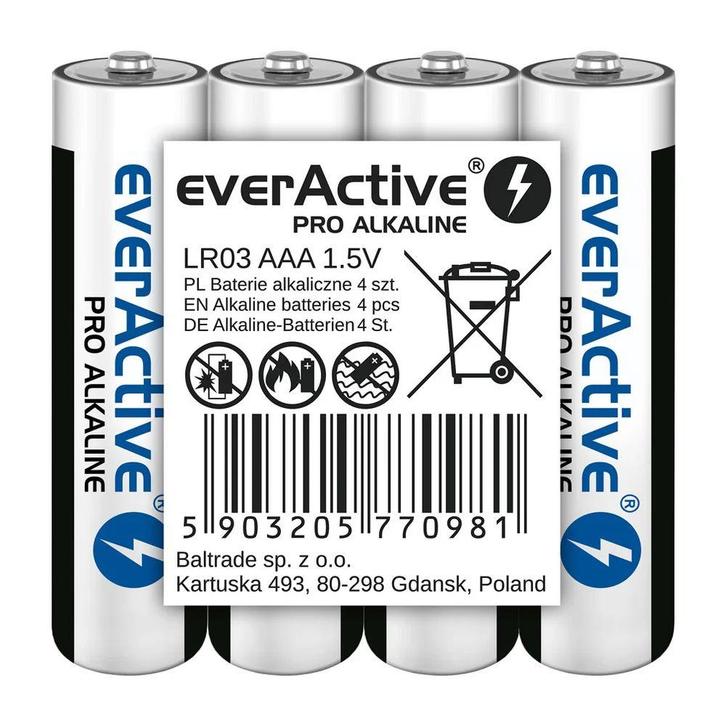 everActive AAA-batterijen - alkaline - LR03 - 4 stuks, TV, Hi-fi & Vidéo, Photo | Accumulateurs & Batteries, Envoi