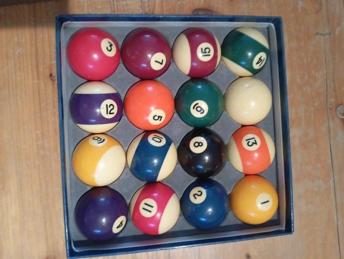 Bordspel - Team-005 MAYER 16x palle da biliardo, stecca, Antiek en Kunst, Antiek | Overige Antiek