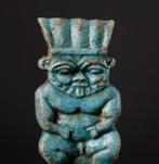 Oud-Egyptisch Faience God Bes-amulet - 7.5 cm