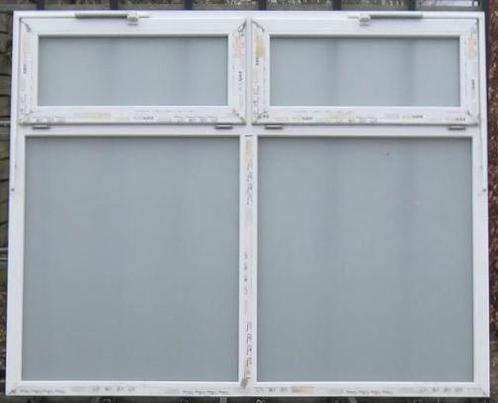 pvc raam , chassis , venster 208 x 170 wit met  MAT glas, Doe-het-zelf en Bouw, Raamkozijnen en Schuifdeuren, Inclusief glas, Nieuw