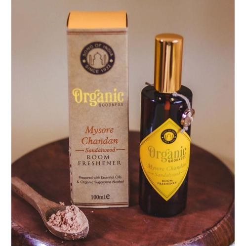 Roomspray Mysore Chandan Sandalwood (in amberkleurig glas,, Sport en Fitness, Gezondheidsproducten en Wellness, Ophalen of Verzenden