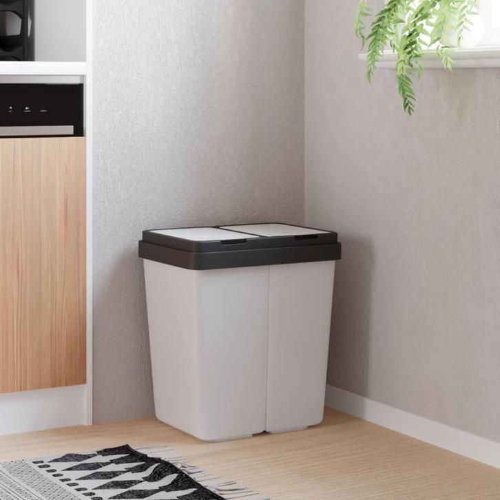 vidaXL Vuilnisbak dubbel 2x25 L wit, Huis en Inrichting, Woonaccessoires | Prullenbakken, Nieuw, Verzenden