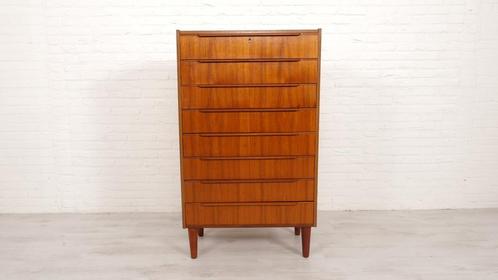 Vintage Deense ladekast | Teak | 8 lades | 126 cm, Huis en Inrichting, Kasten | Ladekasten, Ophalen of Verzenden