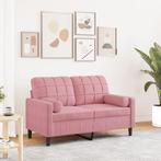 vidaXL Tweezitsbank met sierkussens 120 cm fluweel roze, Huis en Inrichting, Verzenden, Nieuw