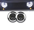 PHARES POUR JEEP WRANGLER 96-18 ANGEL EYES LED NOIR, Auto-onderdelen, Verzenden, Nieuw