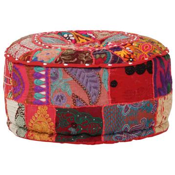 vidaXL Poef patchwork rond handgemaakt 40x20 cm katoen rood, Verzenden