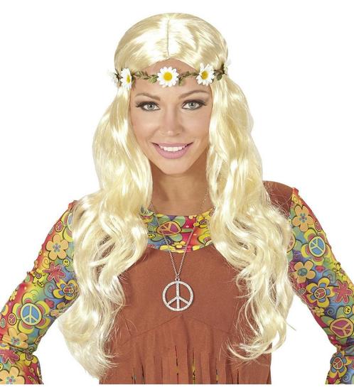 Hippie 60S Pruik Blond Met Bloemen Haarband, Hobby & Loisirs créatifs, Articles de fête, Envoi