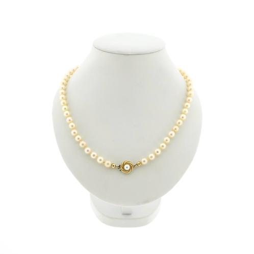 Vintage parel collier met gouden slot | 48 cm (witgoud), Handtassen en Accessoires, Kettingen, Overige kleuren, Gebruikt, Goud