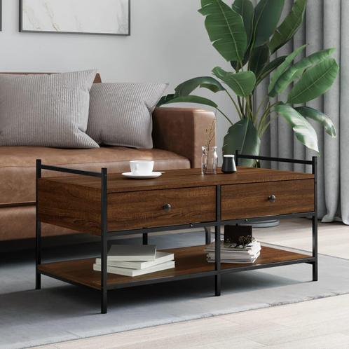 vidaXL Salontafel 99x50x50 cm bewerkt hout bruin eikenkleur, Huis en Inrichting, Tafels | Salontafels, Nieuw, Verzenden