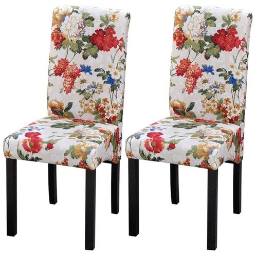 vidaXL Eetkamerstoelen 2 st stof meerkleurig, Huis en Inrichting, Stoelen, Nieuw, Verzenden