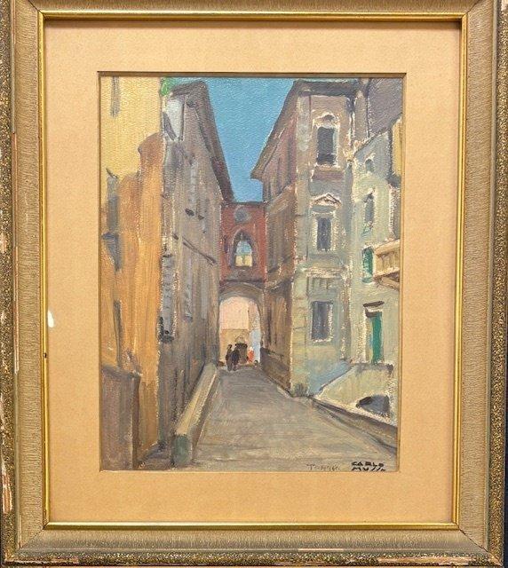 Carlo Musso (1907-1968) - Caruggi di Taggia, Antiek en Kunst, Kunst | Schilderijen | Klassiek