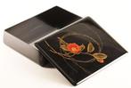 Very fine bunko with camellia maki-e design - including