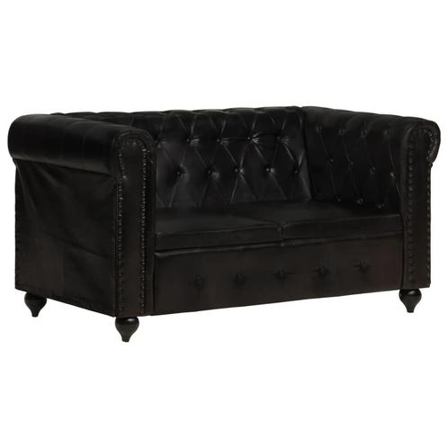 vidaXL CanapÃ© Chesterfield Ã  2 places Noir Cuir, Maison & Meubles, Canapés | Salons, Neuf, Envoi