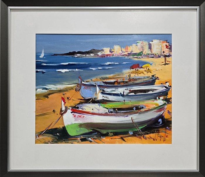 Joan Sarquella (1956) - Barcas al sol, Antiek en Kunst, Kunst | Schilderijen | Klassiek
