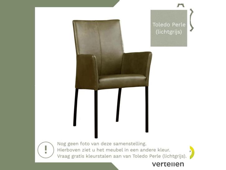 Leren eetkamerstoel Comfort met armleuning - Toledo Perle, Huis en Inrichting, Stoelen, Grijs, Eén, Nieuw, Leer, Ophalen of Verzenden