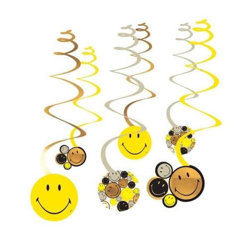 Gekleurde Hangdecoratie Smiley 1,3m 6st, Hobby en Vrije tijd, Feestartikelen, Nieuw, Verzenden