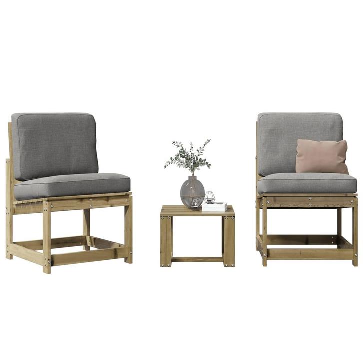 vidaXL 3-delige Loungeset geïmpregneerd grenenhout, Tuin en Terras, Tuinstoelen, Nieuw, Verzenden