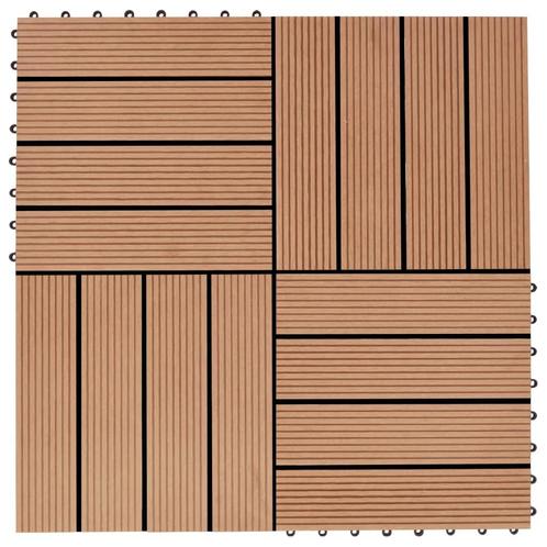 vidaXL Terrastegels 30x30 cm 1 m² HKC teakkleur 11 st, Doe-het-zelf en Bouw, Vloerdelen en Plavuizen, Nieuw, Verzenden