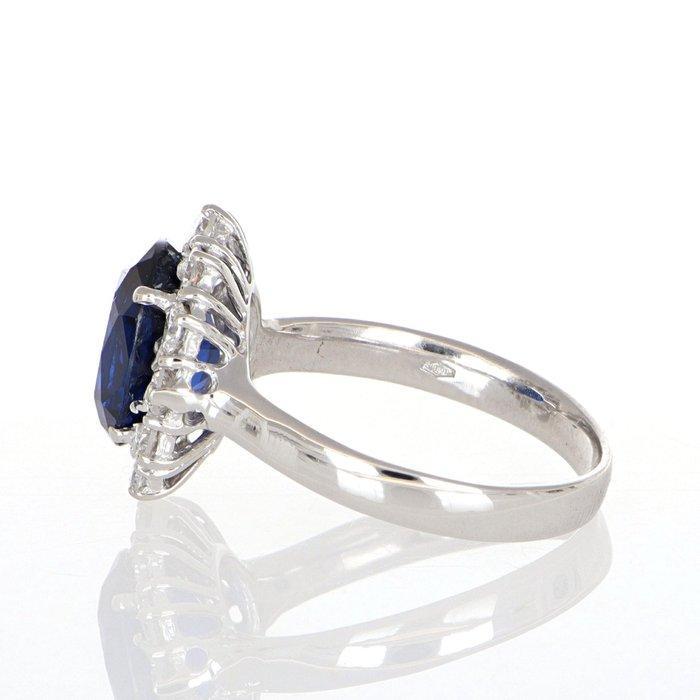 Zonder minimumprijs - Ring - 18 karaat Witgoud Saffier -, Handtassen en Accessoires, Ringen