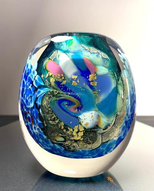 Maxence Parot - Vaas -  Uniek opaline en gouden vaas  - Glas, Antiek en Kunst, Antiek | Glaswerk en Kristal