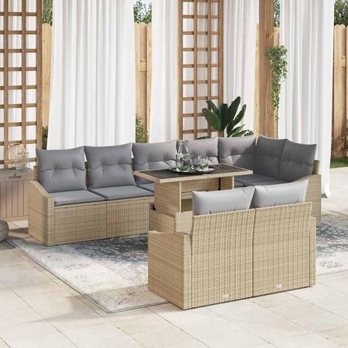 vidaXL Tuinbank Set 9 pcs beige en lichtgrijs 100 x 55 x 73, Tuin en Terras, Tuinsets en Loungesets, Nieuw, Verzenden