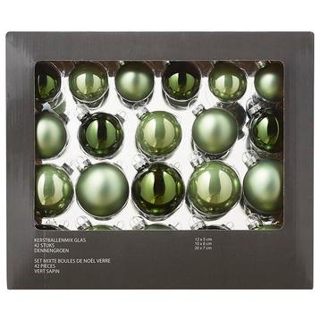 Kerstballen - glas - 42 delig - groen - diverse diameters