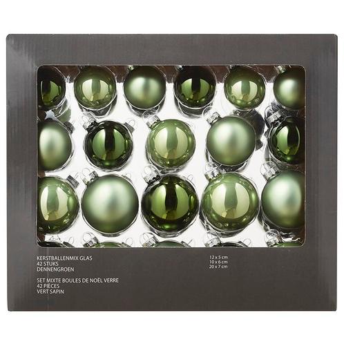Kerstballen - glas - 42 delig - groen - diverse diameters, Diversen, Kerst, Verzenden