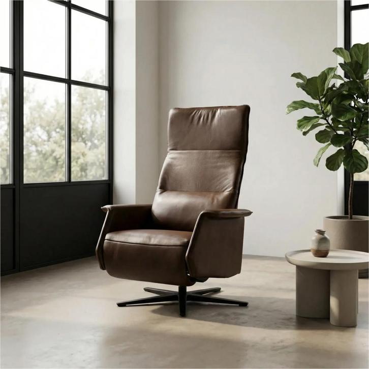 Leren relaxfauteuil Mojo - Granada Chocolate (bruin) -, Huis en Inrichting, Fauteuils, 50 tot 75 cm, 75 tot 100 cm, Nieuw, Leer