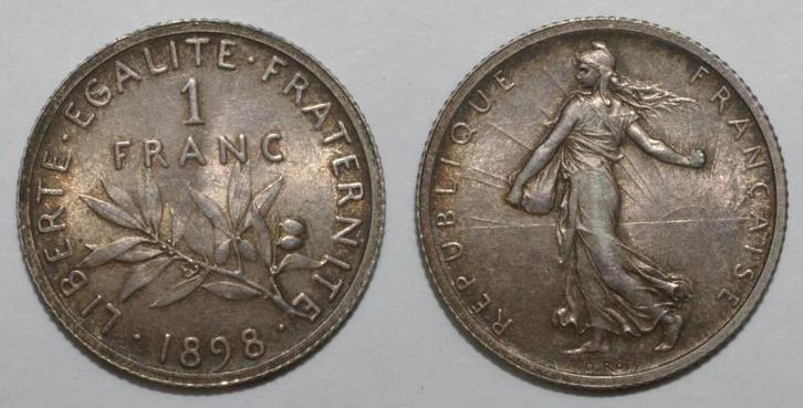 France Frankreich Km 844 1 Franc 1898 Typ Saemann, Postzegels en Munten, Munten | Europa | Niet-Euromunten, België, Verzenden