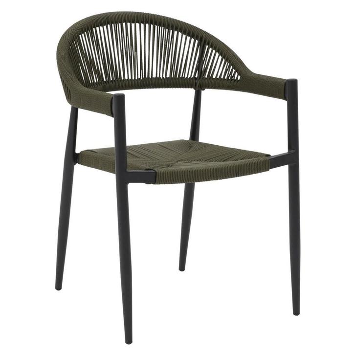 Stoel | VOLGA | Aluminium Rotan/Aluminium | Green | Zwart, Zakelijke goederen, Horeca | Keukenapparatuur, Nieuw in verpakking