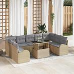 vidaXL Tuinbank Set met opslag 10 pcs Beige Poly rattan, Verzenden, Nieuw