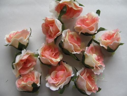 Roosjes 3 cm. zijde best quality zalmroze tricolor10 st roos, Huis en Inrichting, Woonaccessoires | Kunstplanten en Kunstbloemen
