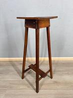 Art Deco eikenhouten plantentafel met metalen details -