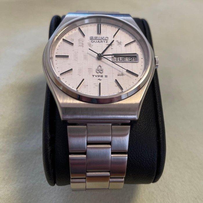 Seiko - Type II Quartz Wristwatch — White Dial, Stainless, Handtassen en Accessoires, Horloges | Antiek