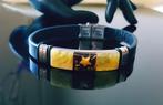 Amber Leren armband met Baltisch amber - Vrouwen, Heren,, Nieuw