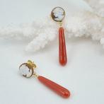 Bloedkoraal - Zilver - Oorbellen - CORALLO MEDITERRANEO, Antiek en Kunst