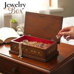 Sieradendoos - Houten doos met geometrische inleg van, Antiek en Kunst