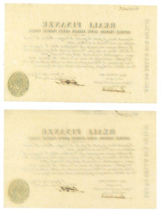 Italie. - 2 x 100 Francs 1860 - con numeri progressivi (Sans, Postzegels en Munten, Bankbiljetten | Europa | Niet-Eurobiljetten