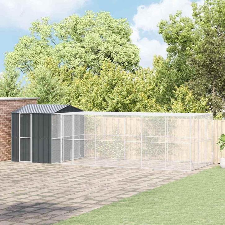 vidaXL Vogelkooi Antraciet 845 x 304 x 247 cm Gegevens staal, Dieren en Toebehoren, Vogels | Toebehoren, Nieuw, Verzenden