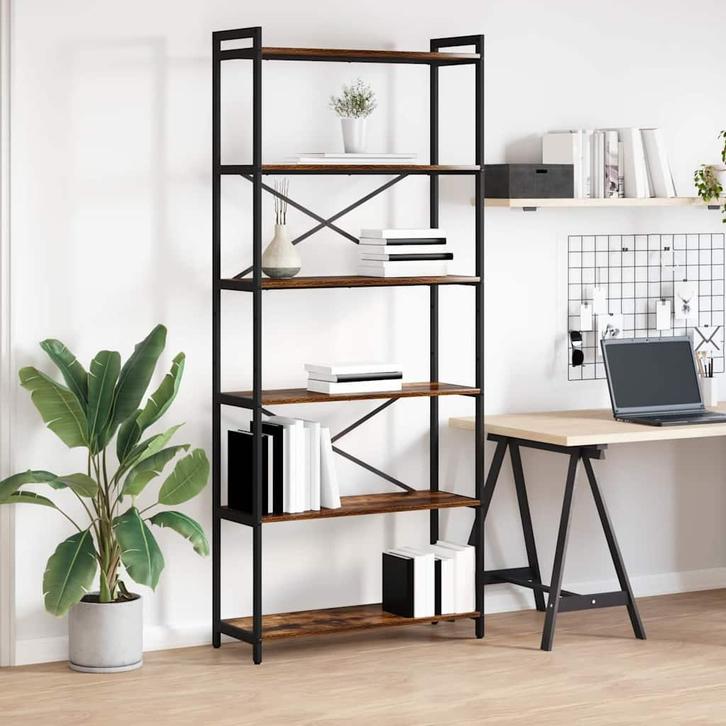 vidaXL Boekenkast Gerookt eiken 80 x 30 x 188 cm Bewerkt, Huis en Inrichting, Kasten | Boekenkasten, Nieuw, Verzenden