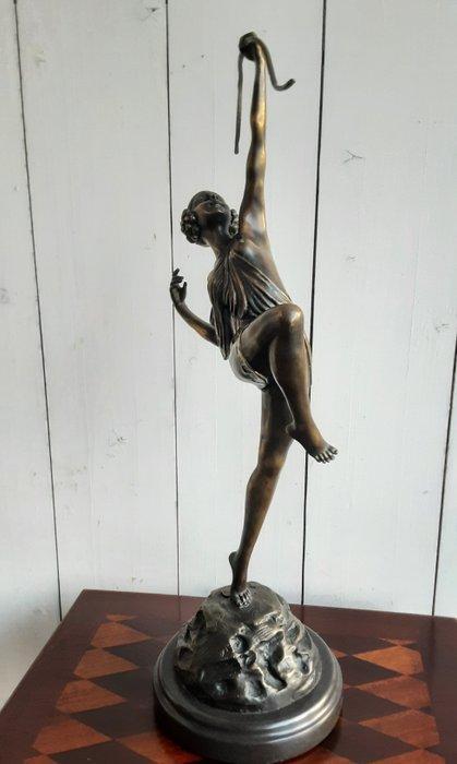 Pierre Le Faguays - Beeld, Vrouw met boog - 52 cm - Brons, Antiek en Kunst, Curiosa en Brocante