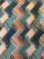 Zigzag damast stof pastel multicolor space age stijl -, Antiek en Kunst, Antiek | Tapijten, Tafelkleden en Textiel