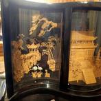 stile orientale, sculture di sughero in teca di legno