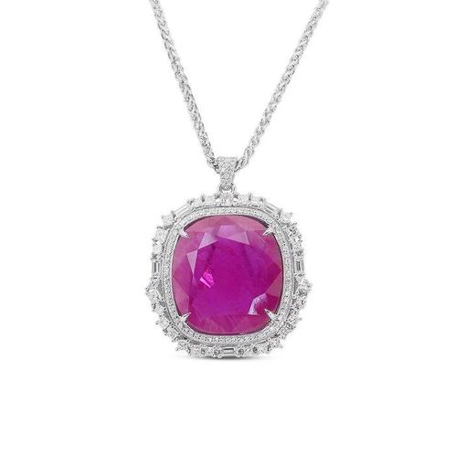Collier avec pendentif - 18 carats Or blanc -  37.01ct. tw., Handtassen en Accessoires, Antieke sieraden