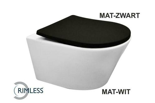 Vesta rimless wandcloset mat-wit + Shade zitting mat-zwart, Doe-het-zelf en Bouw, Sanitair, Ophalen of Verzenden
