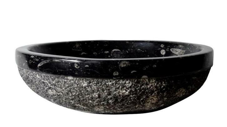 Sanifun Waskom Lurdes orthoceras marmer zwart, Huis en Inrichting, Badkamer | Badtextiel en Accessoires, Overige typen, Ophalen of Verzenden
