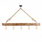 Landelijke hanglamp hout 5x E27 fitting | Chesterfield, Maison & Meubles, Lampes | Suspensions, Verzenden